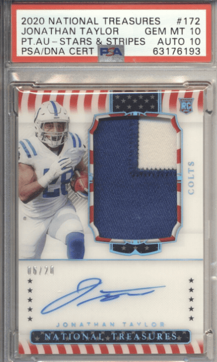 Jonathan Taylor 2020 National Treasures Stars Stripe RC PATCH /20