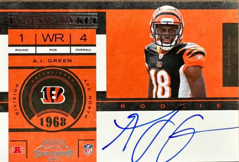 2011 Panini Contenders Football AJ A.J Green Rookie ticket on card auto Bengals