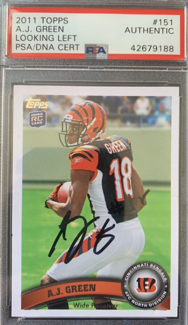 2011 Topps Football A.J. Green Signed PSA/DNA Autographed Rookie Card Bengals