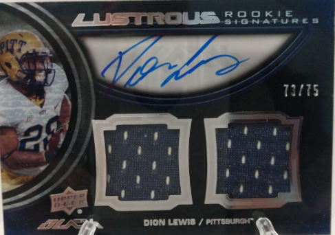 2011 UD Black Lustrous RC Patch Signatures /75 Dion Lewis Patriots Pitt Panthers