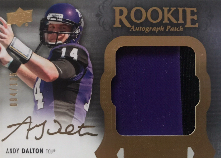 2011 Upper Deck Exquisite Collection Andy Dalton Rookie Patch Auto RC