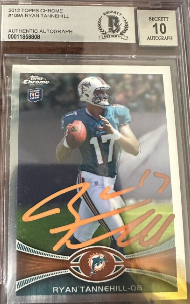 2012 Topps Chrome Ryan Tannehill RC Auto Beckett 10