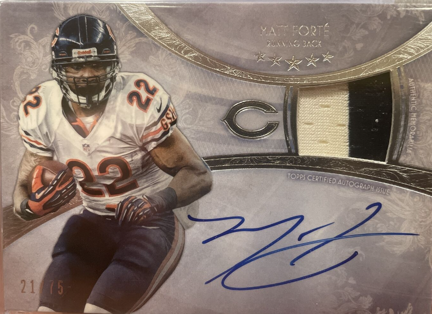 2013 Topps Five Star Signatures Patch /75 Matt Forte 2 CLR Patch Auto Bears