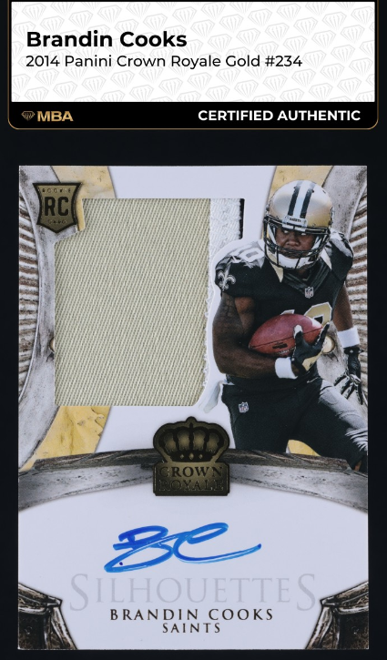 2014 Crown Royale Gold Brandin Cooks ROOKIE PATCH AUTO