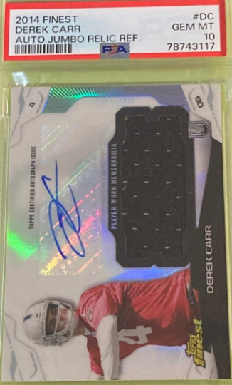 2014 Finest Derek Carr Refractor Jersey AUTO RC