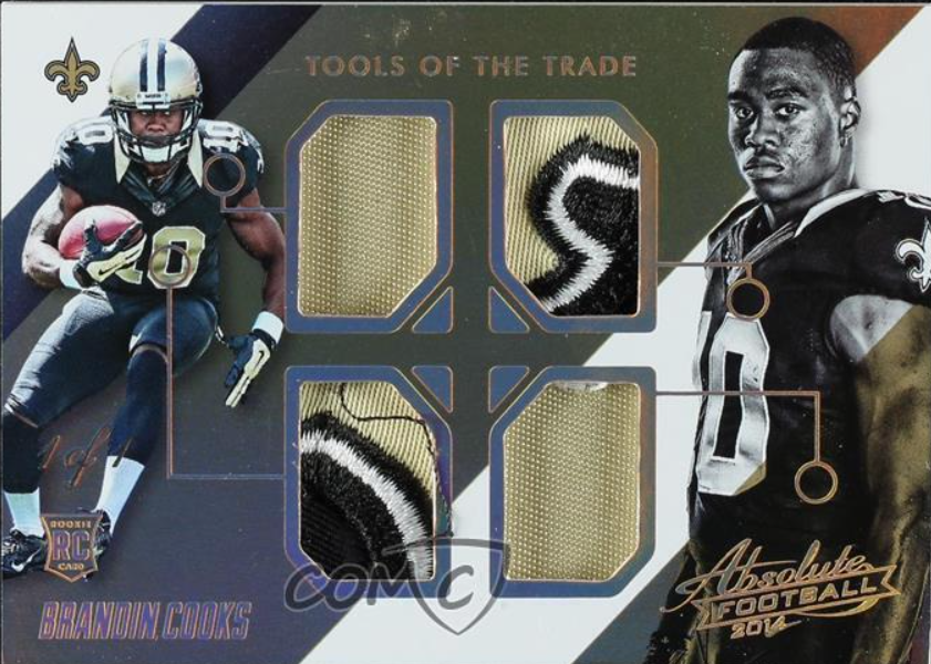 2014 Panini Absolute Spectrum Quad Patch Holo Gold 1/1 Brandin Cooks Rookie RC