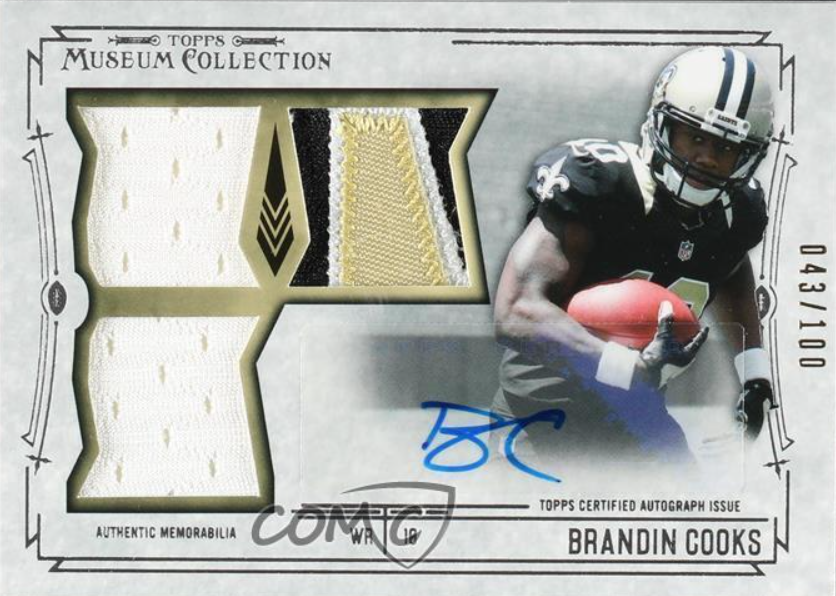 2014 Topps Museum Collection Triple Relics 43/100 Brandin Cooks Rookie Auto RC