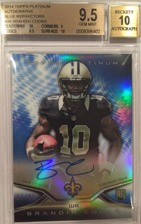 2014 Topps Platinum Rookie Autograph Blue Refractor Brandin Cooks