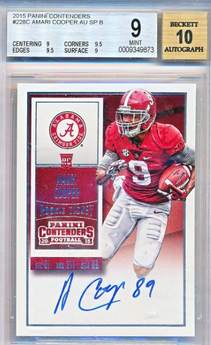 2015 Contenders Amari Cooper Autograph Auto Rc SP #228C /30 BGS 9/10