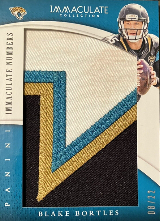 2015 Immaculate Blake Bortles IJ-BB Jumbo 4 Color Numbers Patch 8/22 Jaguars