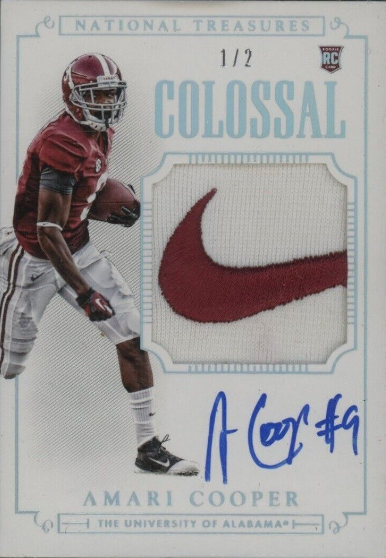 2015 National Treasures Colossal Amari Cooper RPA RC Nike Logo Patch AUTO 1/2