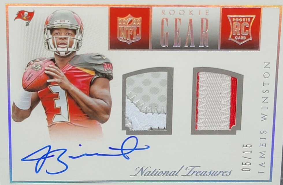 2015 National Treasures Rookie Gear Jameis Winston RPA Autograph Patch 5/15