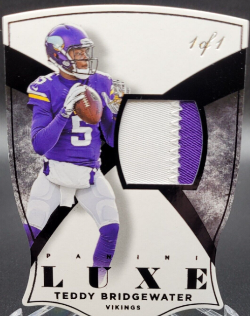 2015 Panini Luxe Football Die-Cut Jersey Patch Teddy Bridgewater 1/1