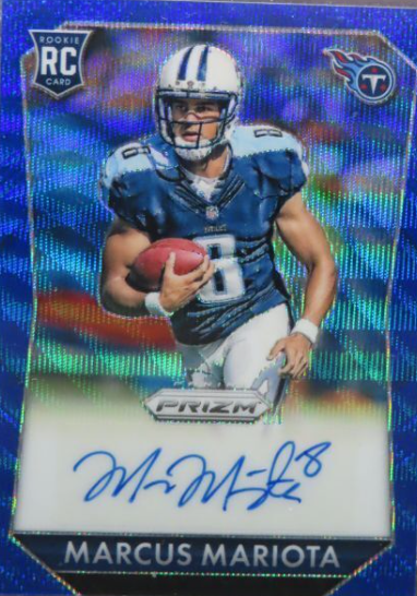 2015 Panini Prizm Marcus Mariota Blue Wave Prizm Rookie Auto RC #16/75 Titans