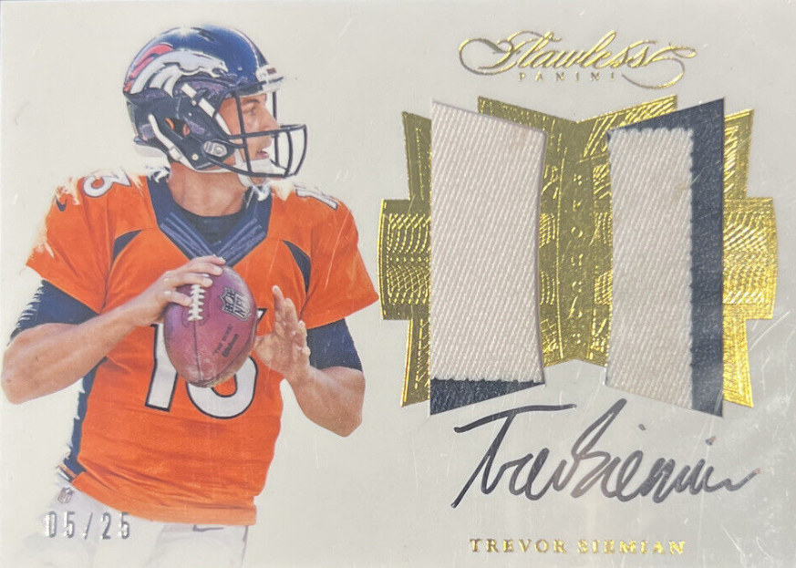 2016 Flawless TREVOR SIEMIAN Dirty Game Used Dual Patch Auto #/25 DENVER BRONCOS