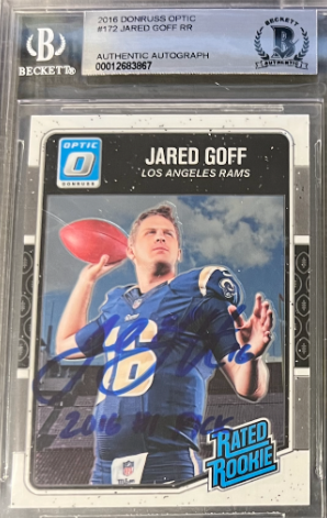 2016 Optic Rated Rookie Jared Goff - RARE Auto w/ Inscription "2016 #1 Pick" BGS