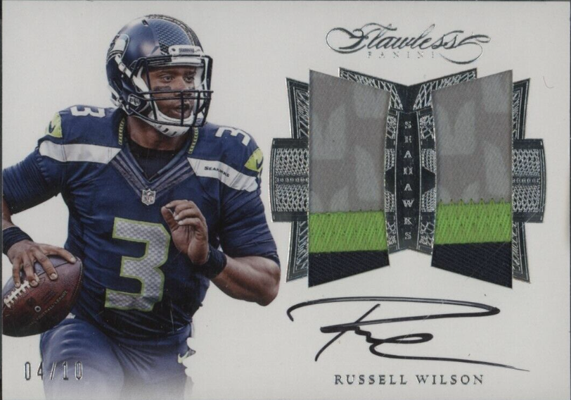 2016 Panini Flawless Russell Wilson Seattle Seahawks Dual Patch AUTO 4/10