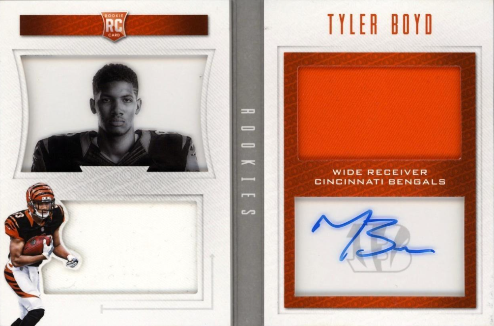 2016 Panini Playbook #121 Tyler Boyd 36/199 ROOKIE JERSEY RELIC AUTO RC BENGALS