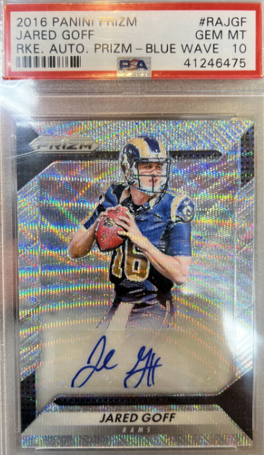 2016 Panini Prizm Jared Goff RC Rookie Auto BLUE WAVE 