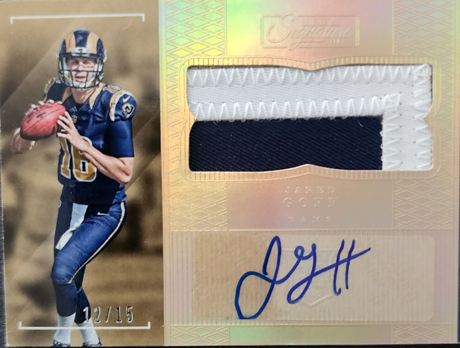 2016 Panini Signatures Jared Goff Rookie Patch 2 Color Patch Auto Rc 12/15