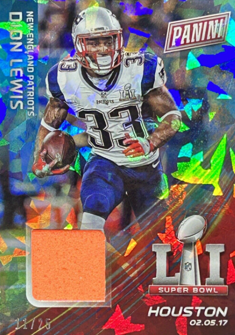 2017 Black Friday Dion Lewis SUPER BOWL PYLON Relic /25 CRACKED ICE SSP Patriots