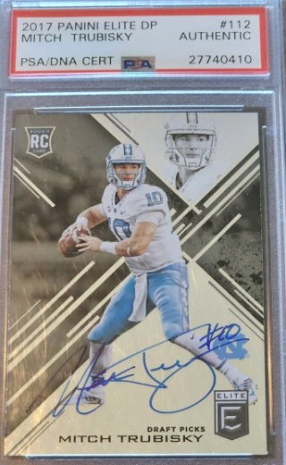 2017 Panini Elite Dp Mitch Trubisky 112 Signed Rookie Card PSA