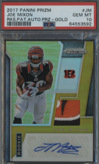 2017 Panini Gold Prizm Joe Mixon RPA RC Bengals Logo Patch AUTO