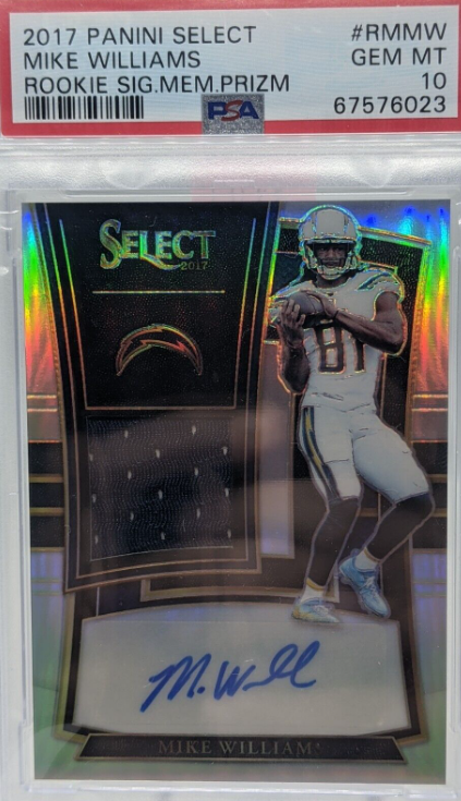 2017 Panini Select Mike Williams Rookie Signature Mem Prizm