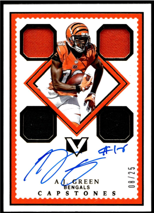 2017 Panini Vertex Football A.J. Green Capstones Patch Auto /25