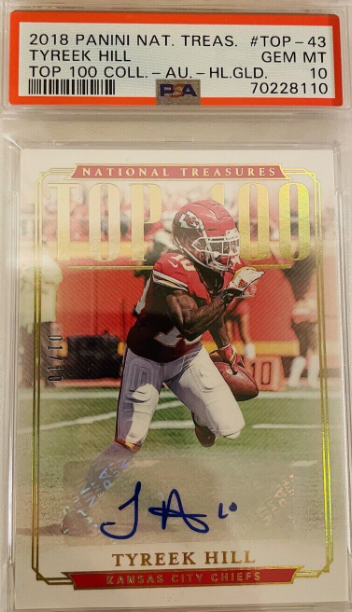 2018 National Treasures Tyreek Hill Gold Top 100