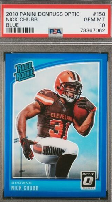 2018 Optic NICK CHUBB BLUE Prizm #24/149 Rookie CLEVELAND BROWNS