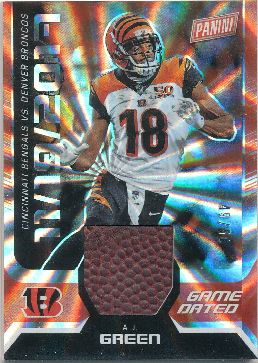 2018 Panini Day A.J. Green Game Dated Rainbow Spikes Football 49/50