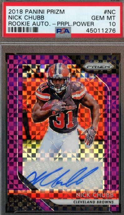 2018 Panini Purple Power Prizm Nick Chubb RC Rookie AUTO