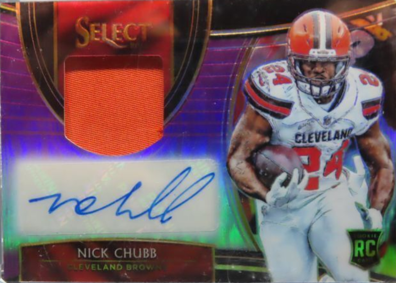 2018 Select Nick Chubb Purple Prizm Rookie Jersey Auto Autograph RC 41/49 Browns