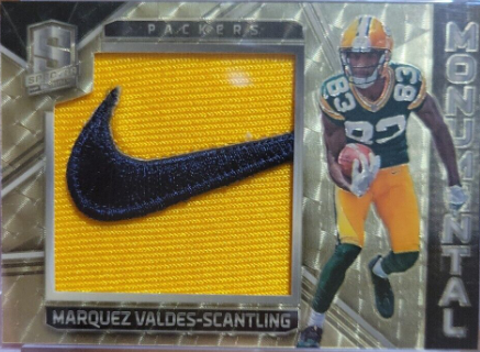 2018 Spectra Monumental Patch GOLD VINYL Marquez Valdes-Scantling Rookie 1/1 C49