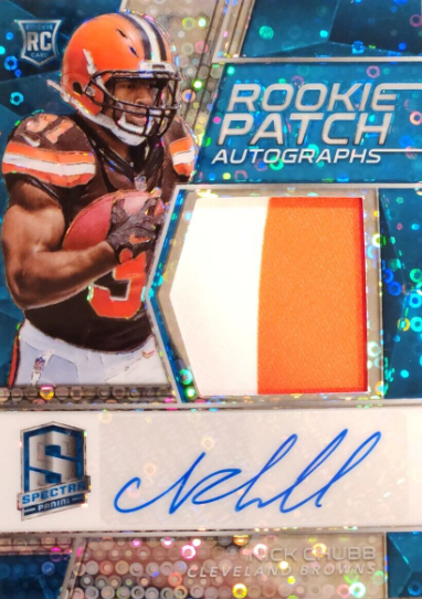 2018 Spectra Nick Chubb RPA Rookie Patch Auto Blue /75 RC Browns #208