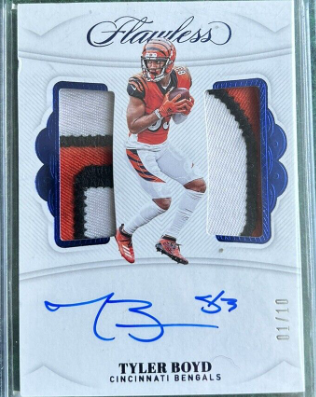 2019 Flawless Tyler Boyd Duel Patch Autographs /10 Bengals