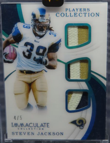 2019 Immaculate Steven Jackson Prime Platinum Players Coll Triple GU Patch #4/5