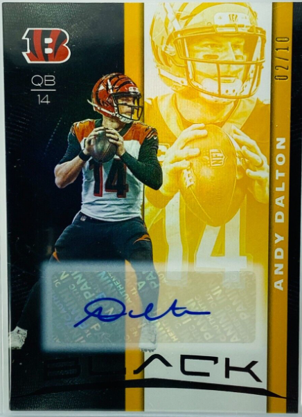 2019 Panini Black Andy Dalton Auto Gold #02/10