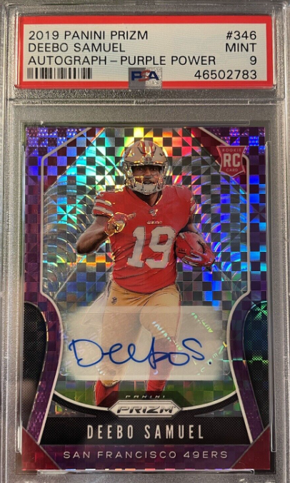 2019 Panini Prizm Deebo Samuel Purple Power Rookie RC Auto