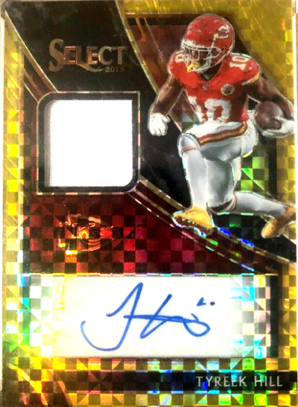 2019 Panini Prizm Select Tyreek Hill Gold Game Used Patch Auto /5