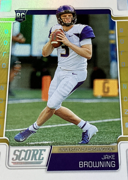 2019 Panini Score Gold Zone RC #416 Jake Browning Washington Huskies /50