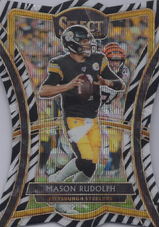 2019 Panini Select Premier Level Die-Cut Zebra Prizm Mason Rudolph #139 Steelers