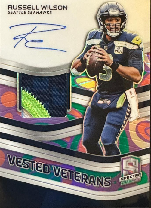 2019 Panini Spectra Vested Veterans Russell Wilson 2/5 Auto Autograph Patch