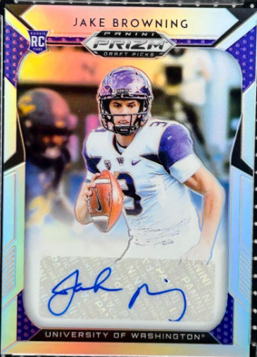 2019 Prizm Draft Picks Jake Browning Rookie Auto Silver Holo Prizm RC Bengals