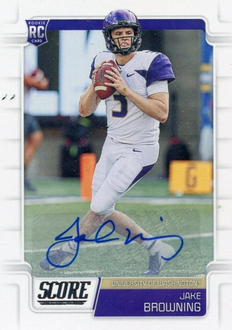 2019 Score #416 Jake Browning Autograph Rookie RC, Minnesota Viking 