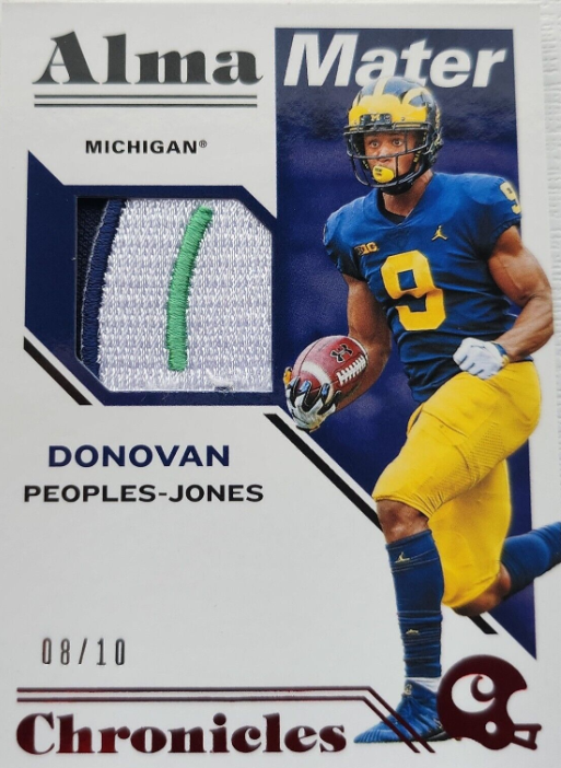 2020 Chronicles Donovan Peoples Jones Alma Mater RELIC # /10 MICHIGAN WOLVERINES