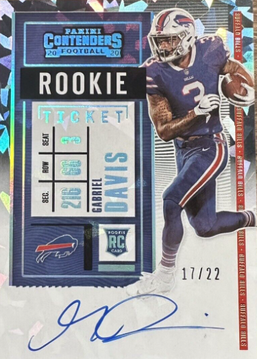 2020 Gabriel Davis Panini Contenders Cracked Ice Rookie Ticket Auto 17/22 #139