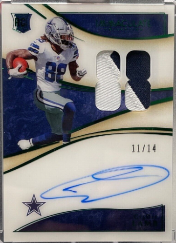 2020 Immaculate Collection Ceedee Lamb RPA #11/14 RC Dallas Cowboys