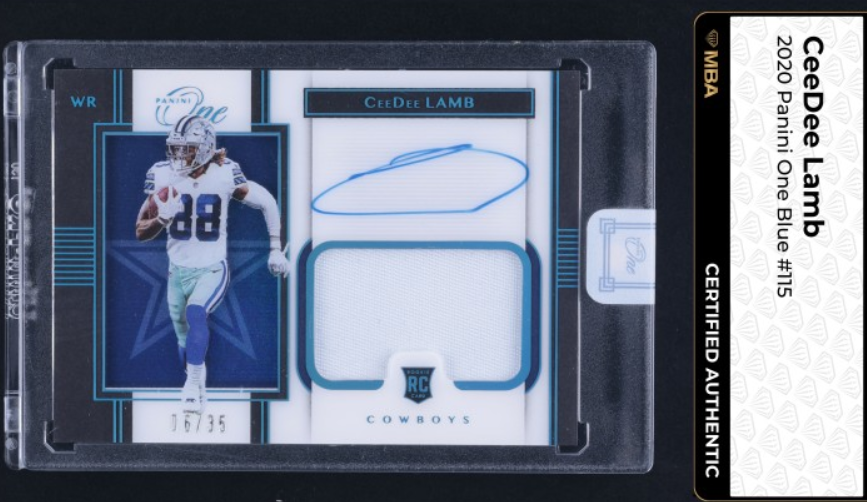 2020 Panini One Blue CeeDee Lamb ROOKIE PATCH AUTO /35 #115 MBA AUTH